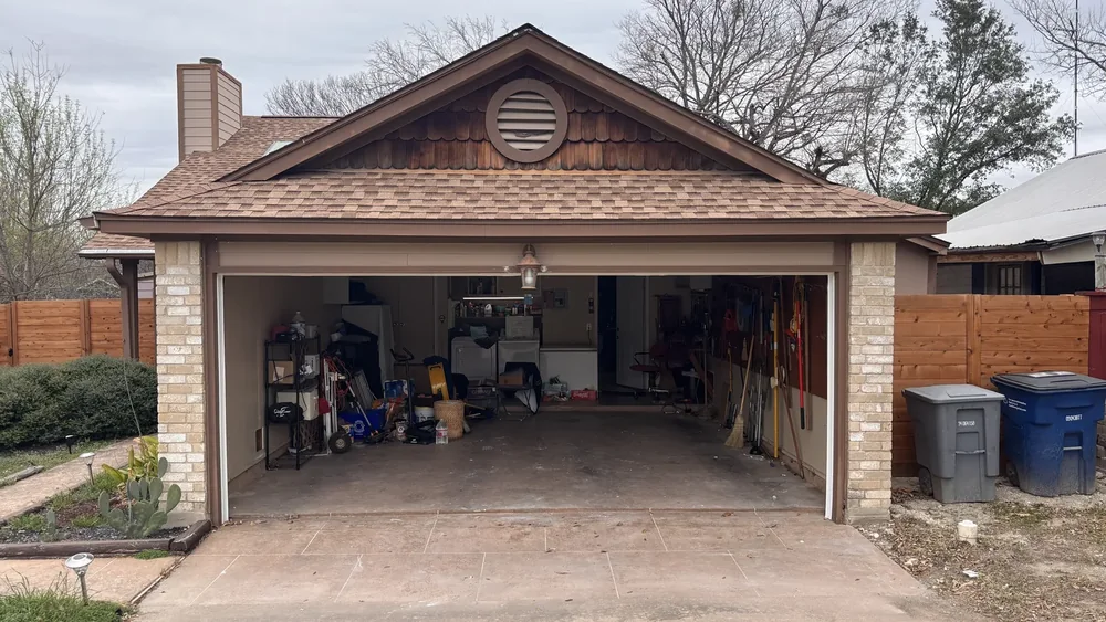 Wide single garage door after two-to-one conversion — Cedar Park TX