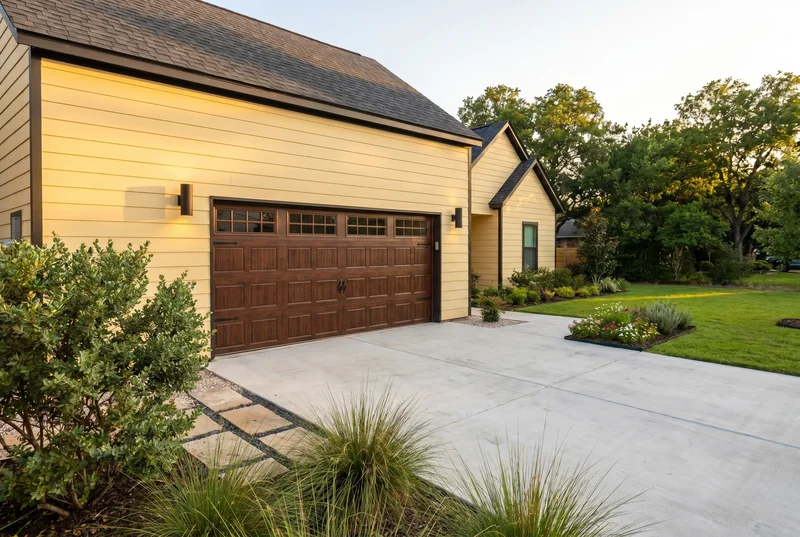New carriage-style garage door on an Austin area home